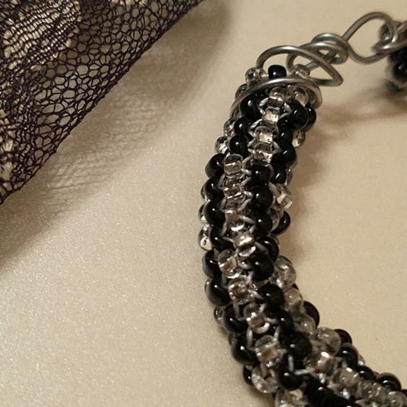 Hand Sewn Black and Silver Bracelet! - Picture 4 of 8